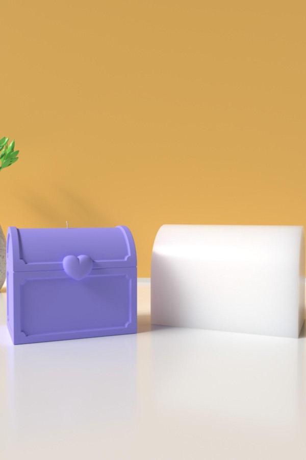 CageartStudio Dekoratif Aşk Sandığı Mum Silikon Kalıp - Mum Yapım Malzemeleri - Image 1