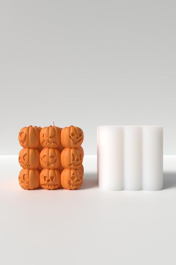 CageartStudio Balkabağı Bubble Mum Silikon Kalıp  - Halloween Mum Kalıbı - Kabak Mum Silikon Kalıbı 6X6.2 Cm - Image 1