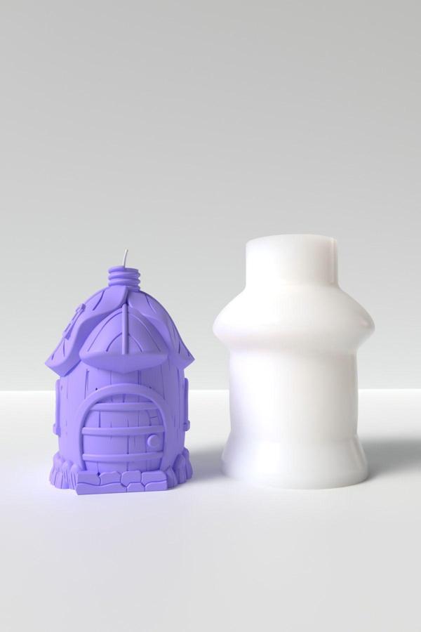 CageartStudio Mantar Evi Mum Silikon Kalıp M3 -Hobbit Evi Mum Silikon Kalıp, Mum Yapım Malzemeleri  9.2 X 7 Cm - Image 1