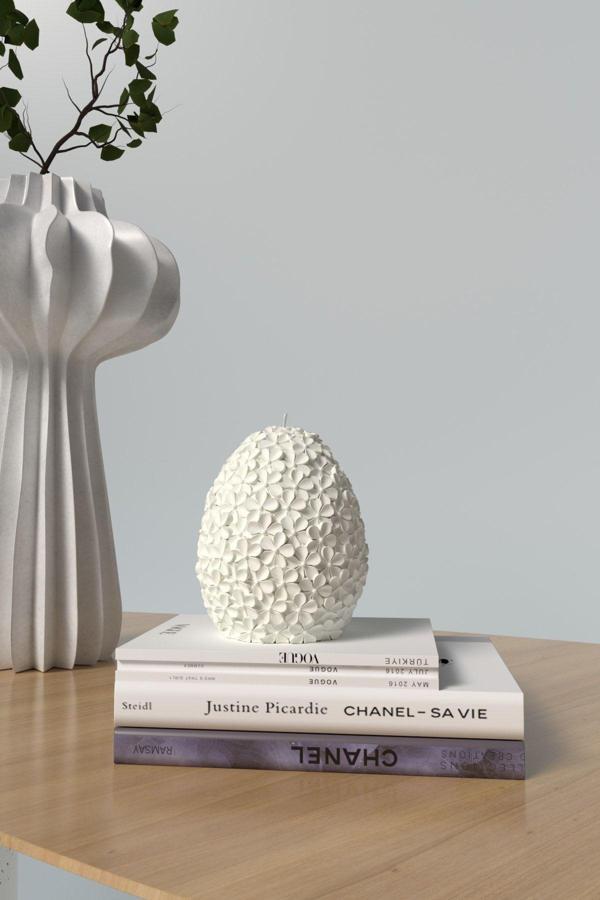 CageartStudio Dekoratif Papatya Çiçeklerinde Yumurta Kokulu Mum - Paskalya Mumları Candle Soya Wax - Image 1