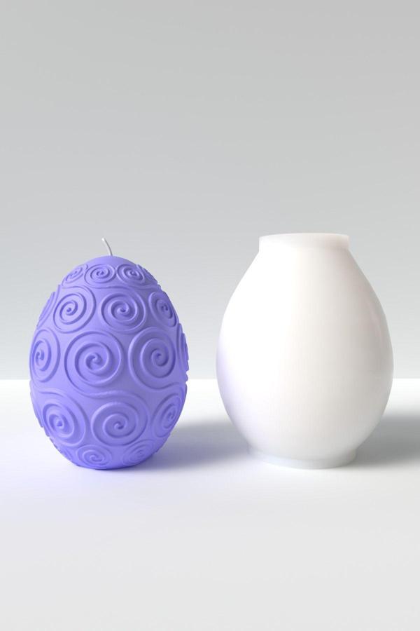 CageartStudio Büyük Paskalya Yumurtası Mum Silikon Kalıp M2 - Easter Mum Kalıbı Soya Wax Mum Yapım Malzemeleri - Image 1
