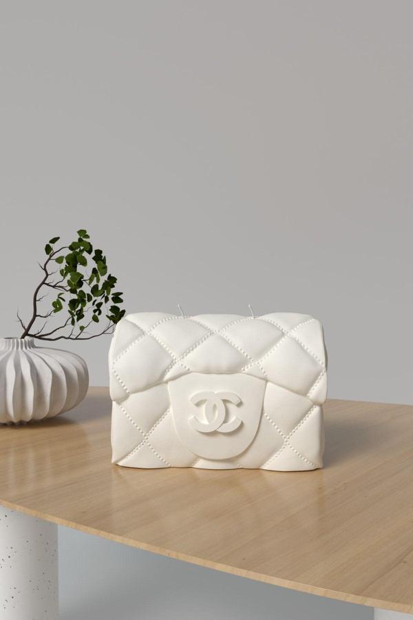 CageartStudio Dekoratif Büyük Coco Çanta Kokulu Mum - Coco Çanta Mum Soya Wax Candle 1 Adet Beyaz Mum 950 Gram - Image 1