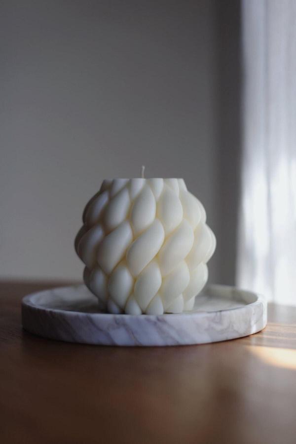 CageartStudio Büyük Örgü Dekoratif Kokulu Mum - Knot Candle Soya Wax - Image 1