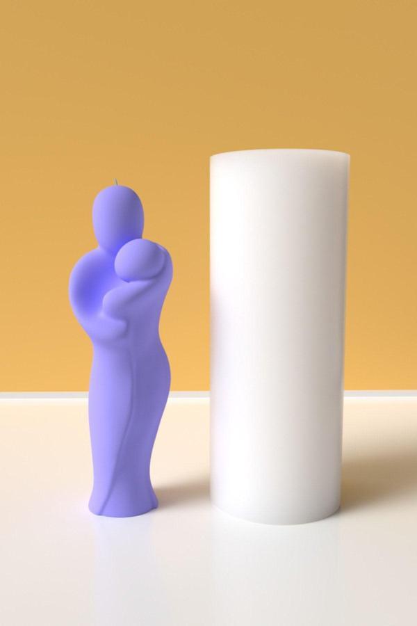 CageartStudio Dekoratif Anne Bebek Mum Silikon Kalıp - Mum Yapım Malzemeleri - Image 1