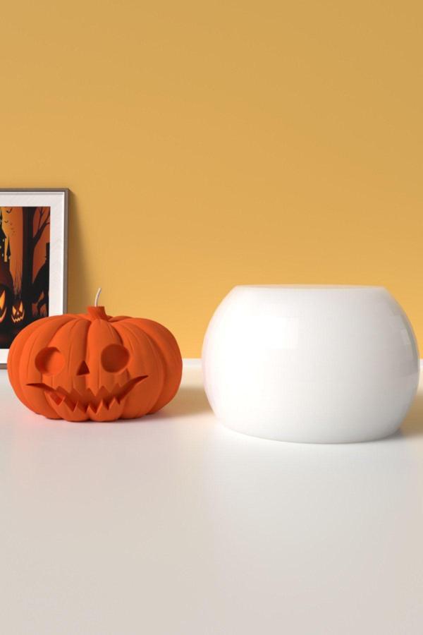 CageartStudio Büyük Bal Kabağı Mum Silikon Kalıp - Halloween Mum - Mum Yapım Malzemeleri - Image 1