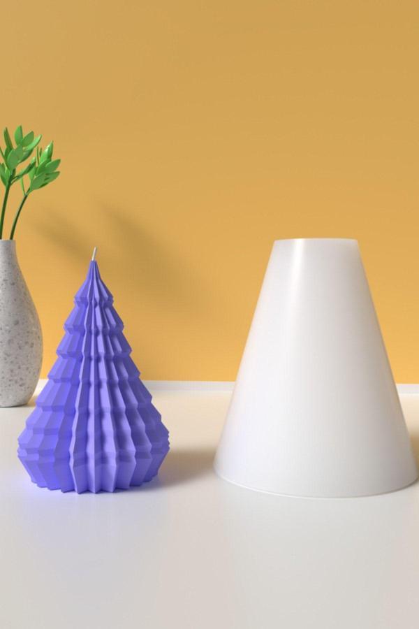 CageartStudio Dekoratif Yılbaşı Ağacı Mum Silikon Kalıp - Mum Yapım Malzemeleri - 13Cm - Image 1