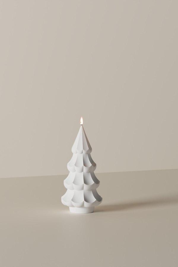CageartStudio Dekoratif Küçük Yılbaşı Ağacı Kokulu Mum - Yılbaşı Kokulu Vegan Soya Wax Mumu 1 Adet Beyaz 10X4.8 Cm - Image 1