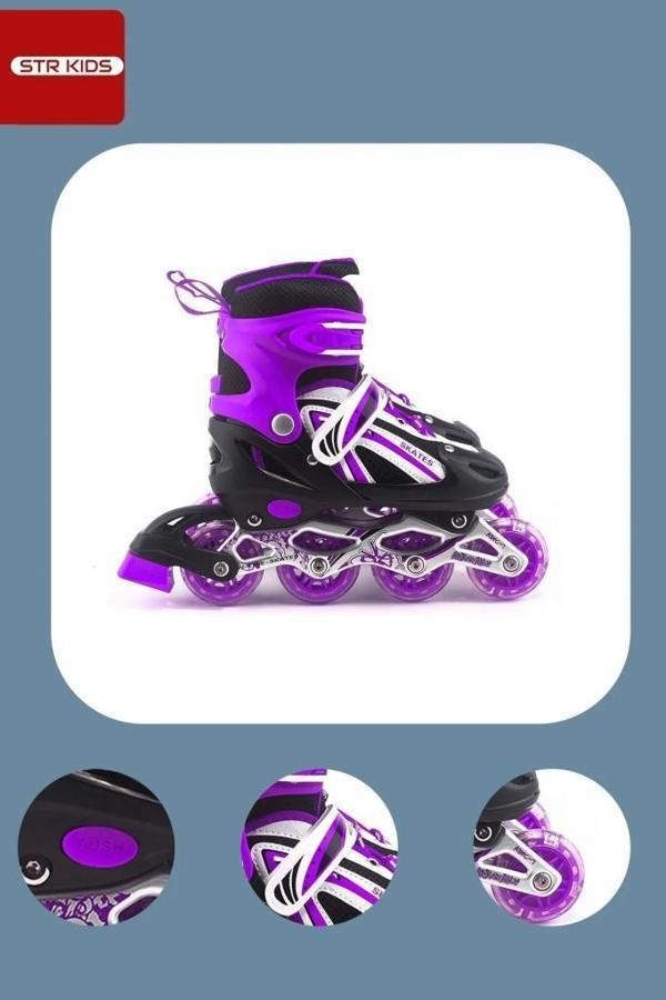 Mor Silikon Tekerli Ayarlanabilir Işıklı Paten S 31-34 HP8136 - Image 1