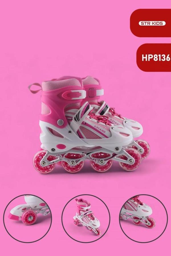 Pembe Silikon Tekerli Ayarlanabilir Işıklı Paten M 35-38 HP8136 - Image 1