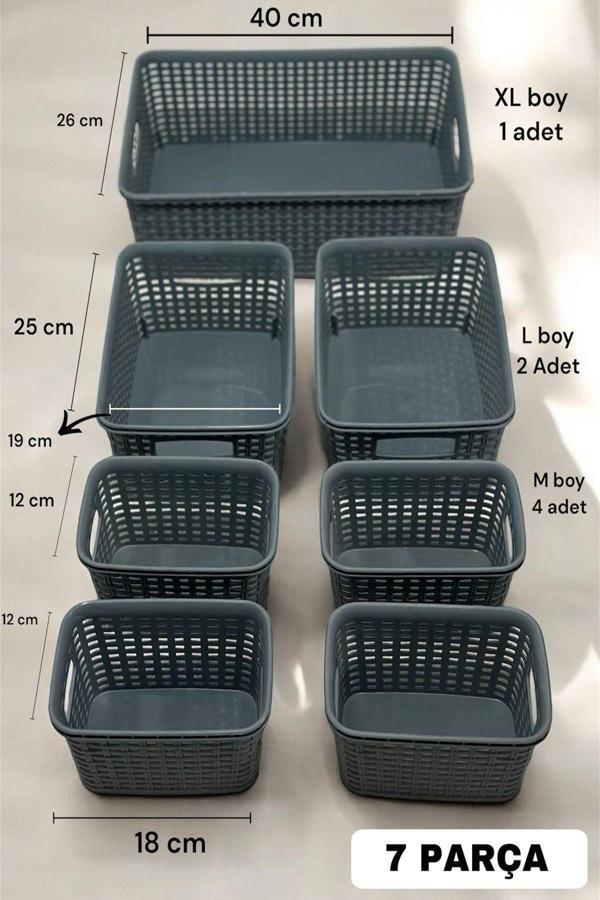 Mithra Life 7 Parça Gri Banyo Mutfak Makyaj Ofis Organizeri Düzenleyicisi MIT1182 - Image 1