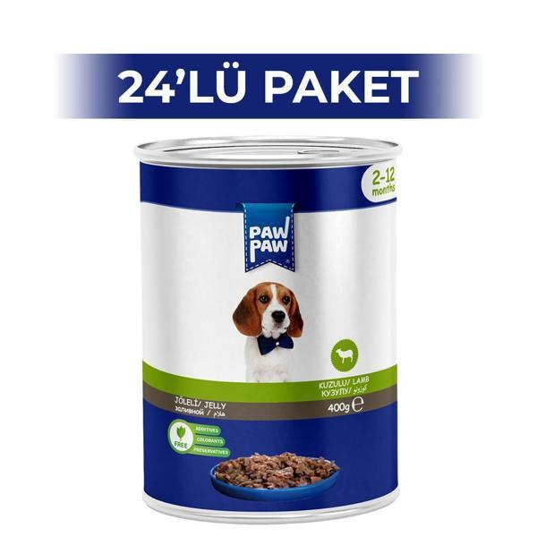 Paw Paw Jelly Kuzulu Yavru Köpek Konserve Maması 400 gr 24 Adet - Image 1