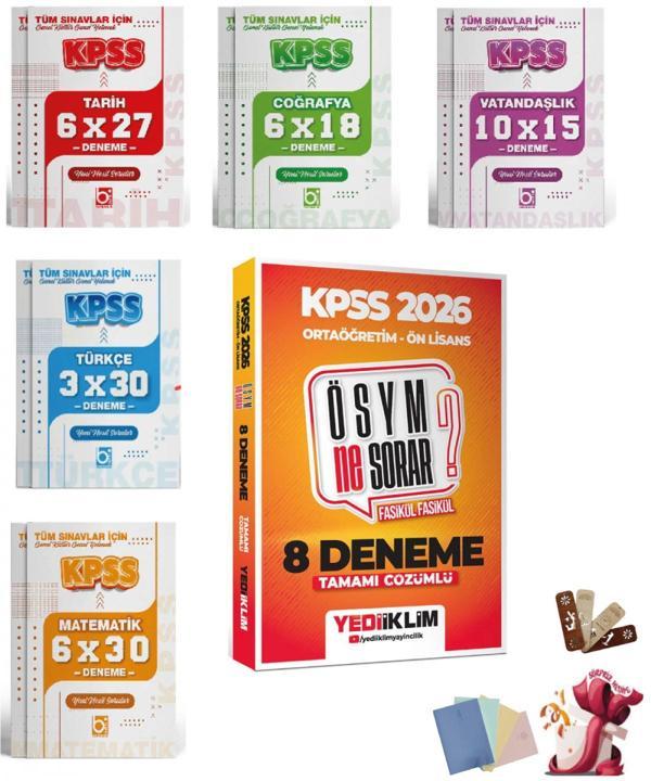 2026 KPSS Ortaöğretim Ön Lisans Tüm Dersler Deneme Seti 6 Kitap Yediiklim ve Bigelio Yayıncılık - Bi bigelio - Image 1