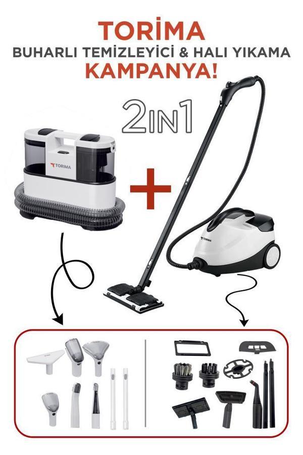 Torima CX002B Koltuk ve Halı Yıkama Makinesi + CB-08C Çok Fonksiyonlu Buharlı Temizleyici - Image 1