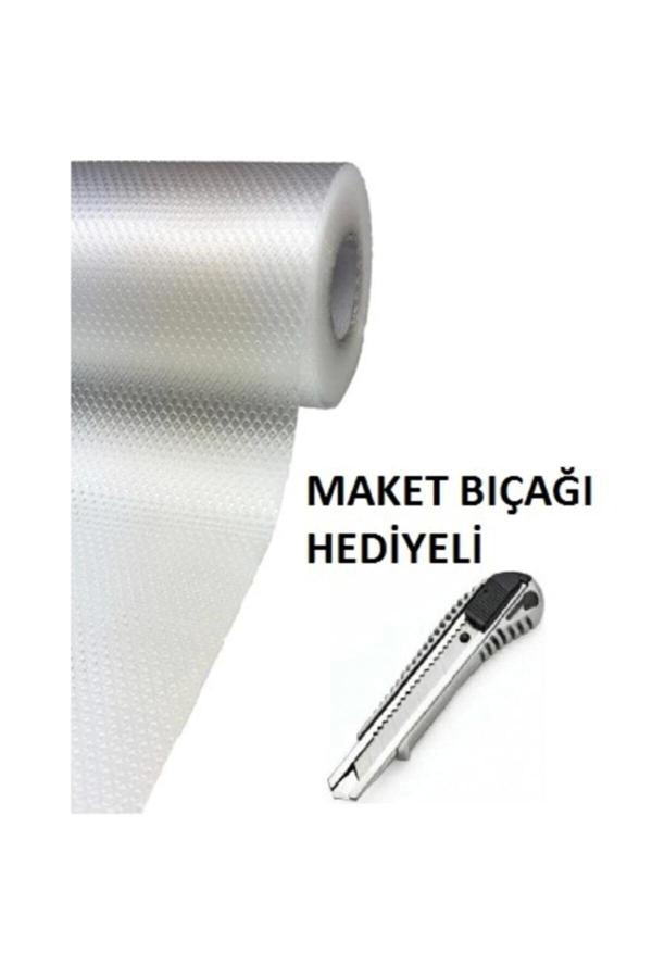 45cm X 5 Metre Şeffaf Kaydırmaz Raf Dolap Ve Çekmece Örtüsü Ve Maket Bıçağı Hediye - Image 1