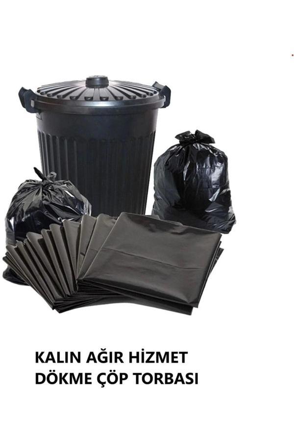 20 Kg Dökme Çöp Torbası 80x110 Cm Ağır Hizmet Kalın Çöp Poşeti Jumbo Boy Siyah Renkli - Image 1