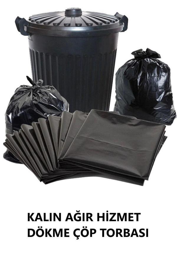 Dökme Çöp Torbası 80x110 Cm Ağır Hizmet Kalın 5 Kg Çöp Poşeti Jumbo Boy Siyah Renkli - Image 1
