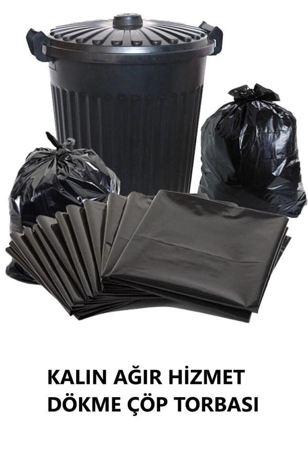 Dökme Çöp Torbası 80x110 Cm Ağır Hizmet Kalın 1 Kg Çöp Poşeti Jumbo Boy Siyah Renkli - Image 1