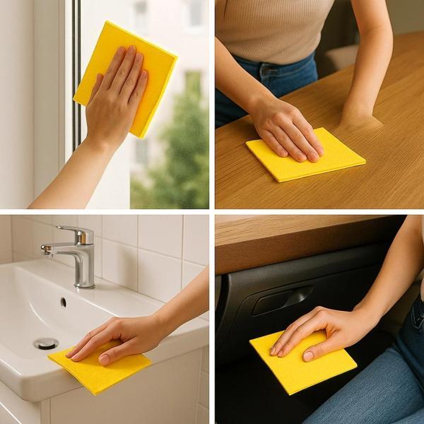24 ADET Toptan Sarı Temizlik Bezi Sarı Bez Genel Mutfak Banyo Bezi Araç Temizleme Bezi - Image 1