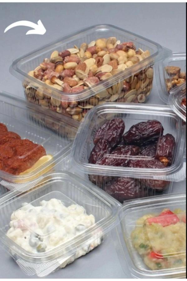 600 ADET Kullan At Tek Kullanımlık Plastik Kapaklı Kase 1000 gr Sızdırmaz Plastik Kap 1 Kg - Image 1