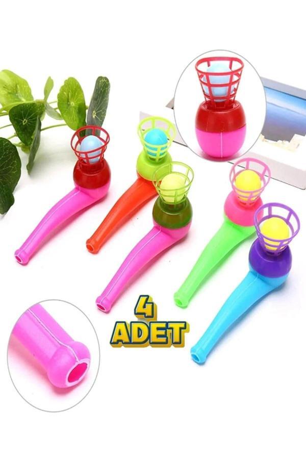 4'lü Set Oyuncak Saksafon Popit Pipet Top Üfleme Oyunu Eğitici Oyuncak - Image 1