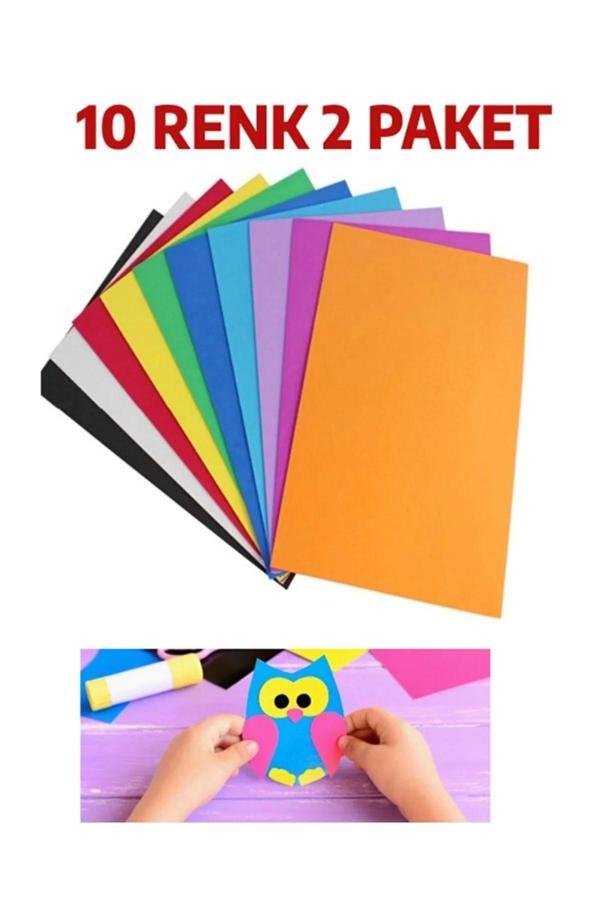 A4 Renkli Fon Kartonu 23x34 10'lu (2'li Paket) 10 Renk - Image 1