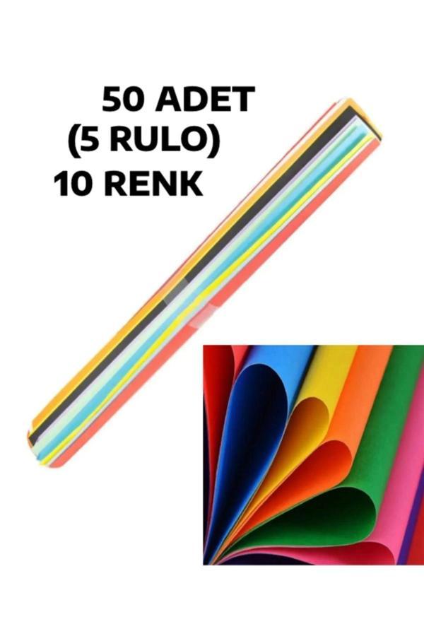 50 Adet 50x70 Cm Fon Kartonu 10 Renk(5 RULO) Büyük Fon Kartonu - Image 1