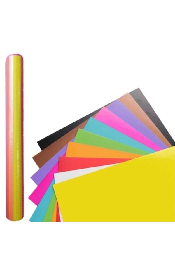100 Adet Fon Kartonu 50x70 Cm Büyük Fon Kartonu 10 Rulo X 10 Adet ( 100 Adet ) Karışık Renkler - Image 1