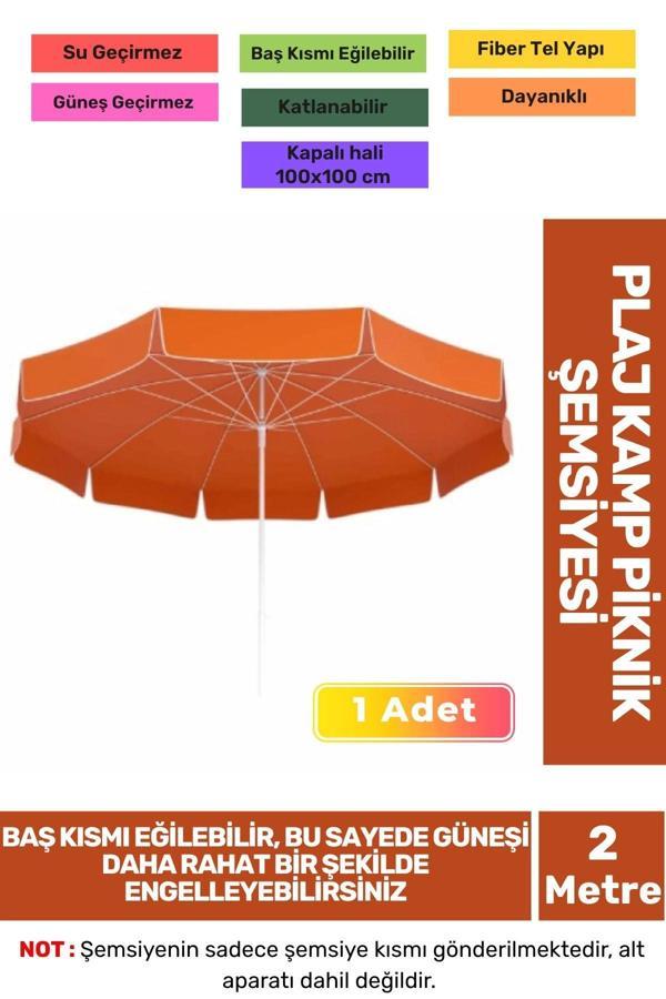 Büyük Boy Katlanabilir Güneş Su Geçirmez Fiber Tel Taşınabilir Dayanıklı 200cm Kamp Plaj Şemsiyesi - Image 1