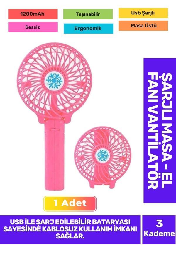 Ultra Sessiz 3 Kademeli Hafif Kablosuz 1200mAh Pervaneli Taşınabilir Usb ŞarjlMasa El Fan Vantilatör - Image 1