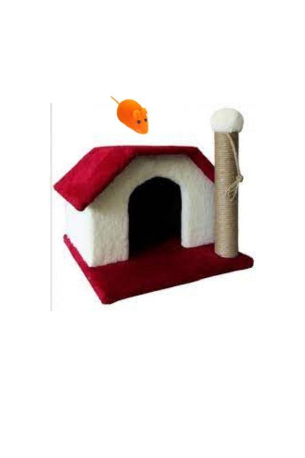 Mypet Tırmalamalı Tek Katlı Kedi Evi Kırmızı - Image 1