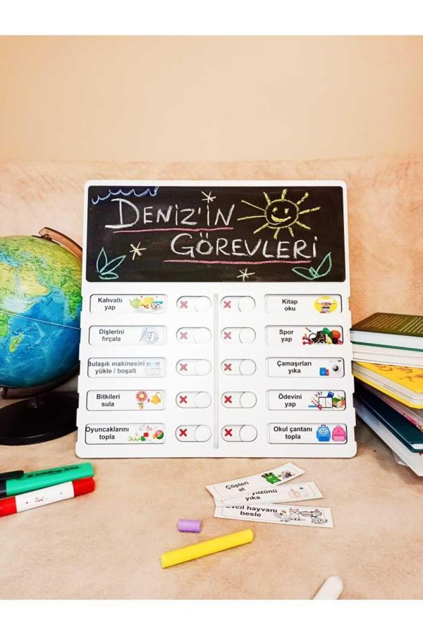 Kabajur Çocuk Görev Tablosu Ahşap Eğitici Oyuncak - Montessori Günlük Rutin Çizelgesi - Image 1