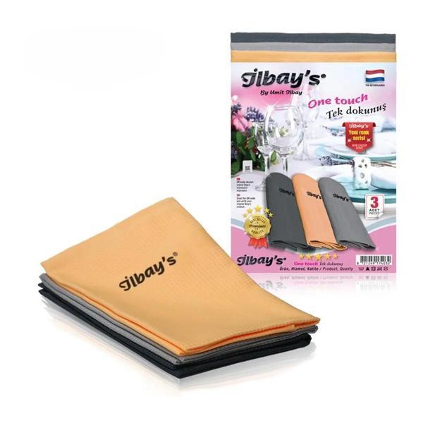 ilbay's Mikrofiber Nakışlı Süper Emici Temizlik Bezi 3'lü Paket Yeni Renk Serisi - 40x60 Cm.  - Image 1