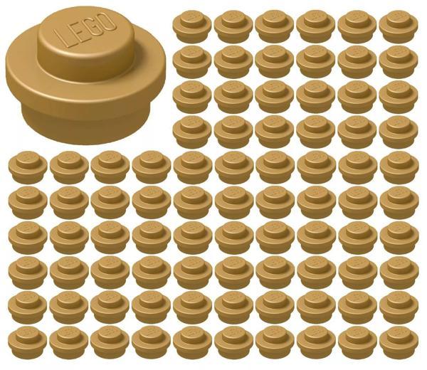 100 Adet LEGO 1X1 Yuvarlak Düğmeli Parça Plate Round Altın Sarısı Yedek Parça - Image 1