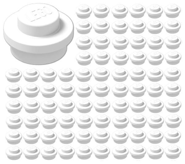 100 Adet LEGO 1X1 Yuvarlak Düğmeli Parça Plate Round Beyaz Yedek Parça - Image 1