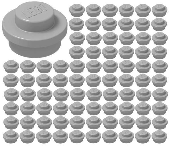 100 Adet LEGO 1X1 Yuvarlak Düğmeli Parça Plate Round Gri Yedek Parça - Image 1