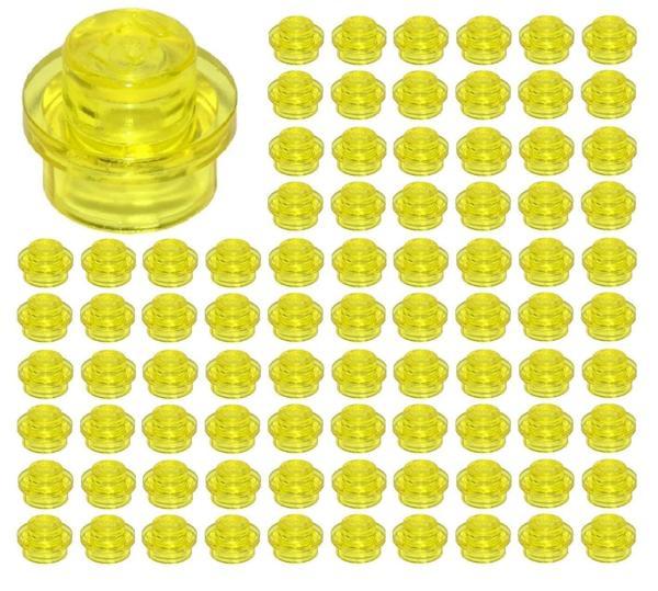 100 Adet LEGO 1X1 Yuvarlak Düğmeli Parça Plate Round Şeffaf Sarı Yedek Parça - Image 1