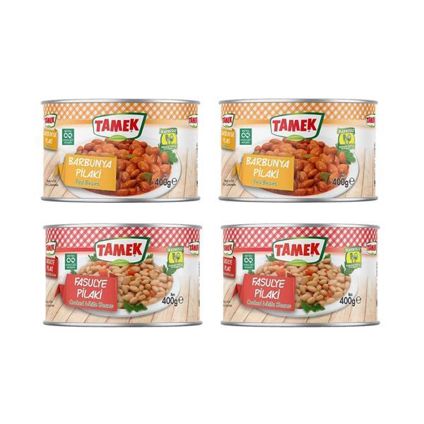 Tamek Barbunya ve Fasulye Pilaki Konserve 400 gr x 4 lü Karma Paket - Image 1