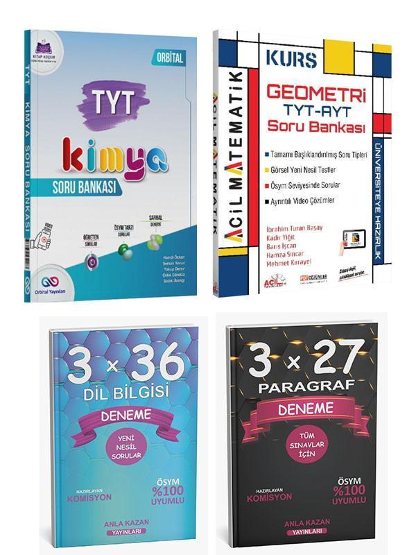 Anla Kazan 2026 TYT Orbital Kimya Soru + Acil Geometri KURS Soru + Paragraf Dil Bilgisi Deneme 4 lü - Anla Kazan Yayınları - Image 1
