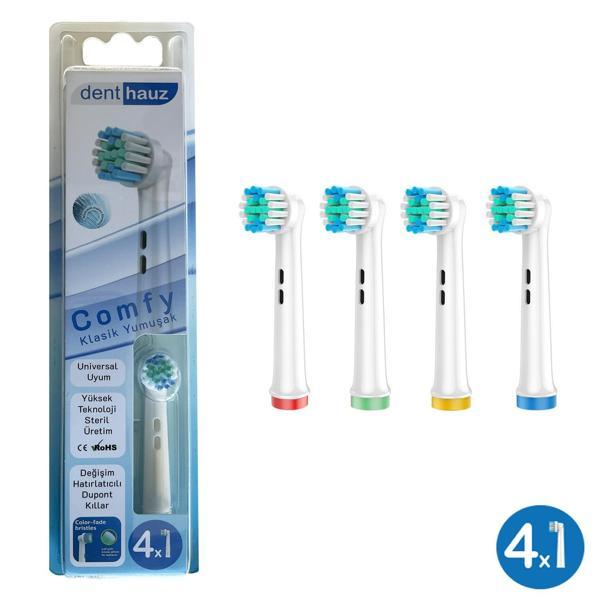 Comfy - Klasik Yumuşak Oral-B Uyumlu Diş Fırçası Başlığı - 4 Adet Yedek Başlık - Image 1