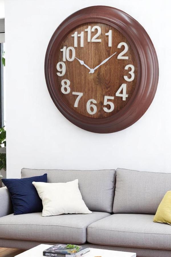 Efe Mark Premium Serisi Modern Tasarım 75 cm Ev ve Ofis Duvar Saati Rakamlı Kahverengi - Image 1