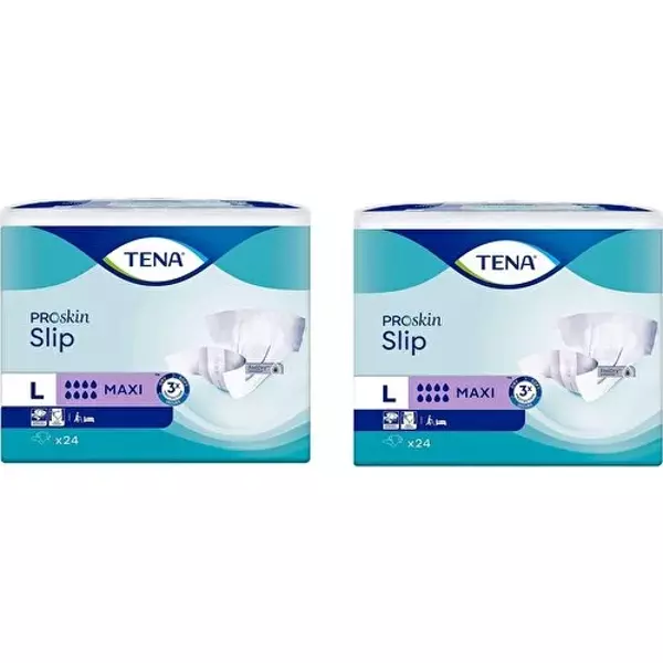 Tena Proskin Slip Maxi 8 damla Büyük Boy Large Belbantlı Hasta Bezi 24'lü 2 paket / 48 adet - Image 1
