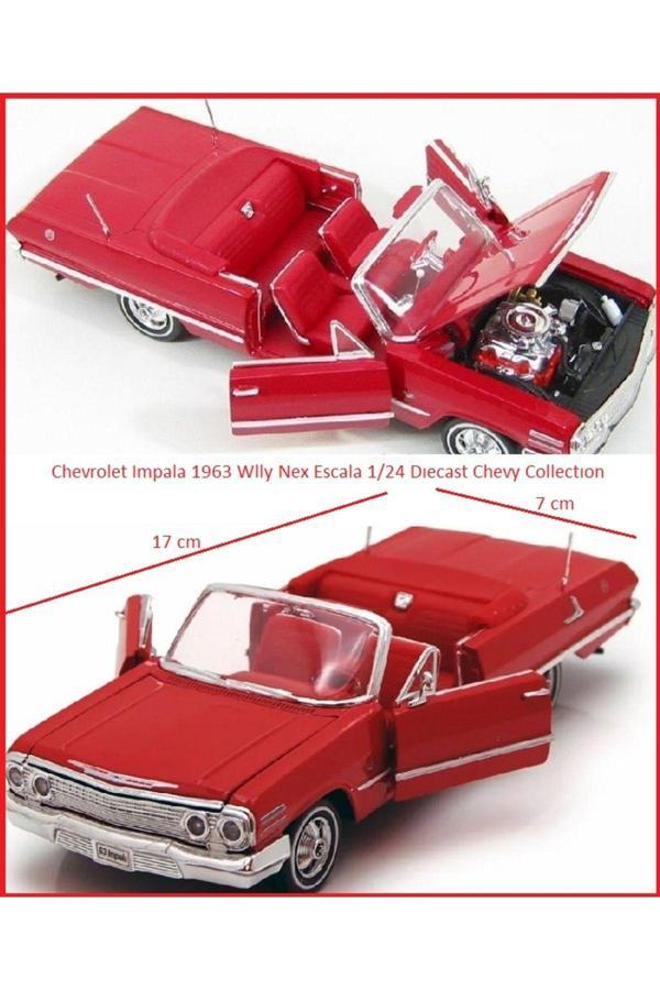 Chevrolet impala 1963 Klasik Model Araba 1:24 Diecast Koleksiyon 17x7cm Kapı Kaput Açılır - Image 1