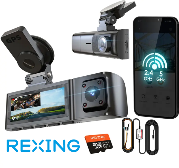 Rexing R316 4K GPS Wi-Fi Araç Kamerası + 64GB SD Kart ve ACC Bağlantı Kiti - Image 1
