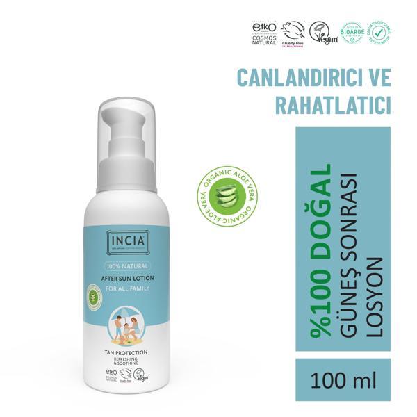 INCIA 100% Natural After Sun Losyon Güneş Sonrası Organik Aloe Vera Nemlendirici Rahatlatıcı 100 ml - Image 1