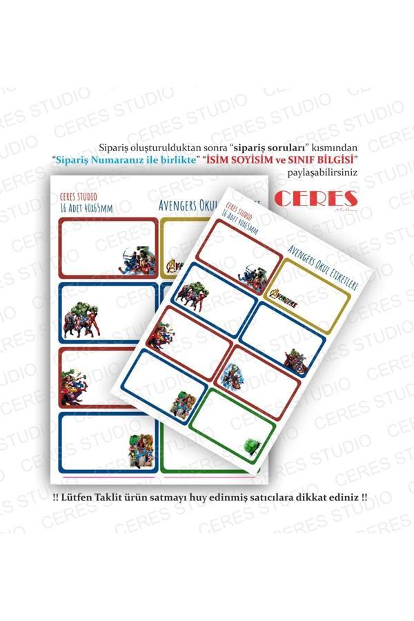 Avengers Marvel Okul Etiketi 16 Adet 40x65mm Etiket - Image 1