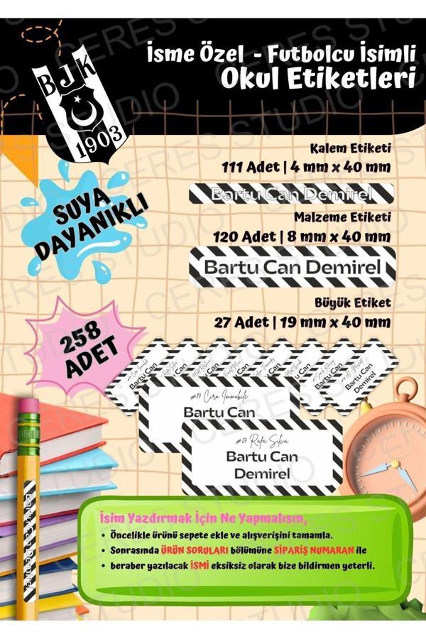 Beşiktaş Taraftar Etiketi Okul Etiketi Defter Etiketi Kalem Etiketi Kişiye Özel Suya Dayanıklı - Image 1
