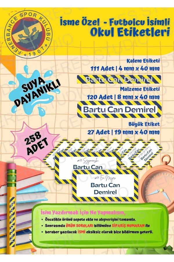Fenerbahçe Taraftar Etiketi Okul Etiketi Defter Etiketi Kalem Etiketi Kişiye Özel Suya Dayanıklı - Image 1