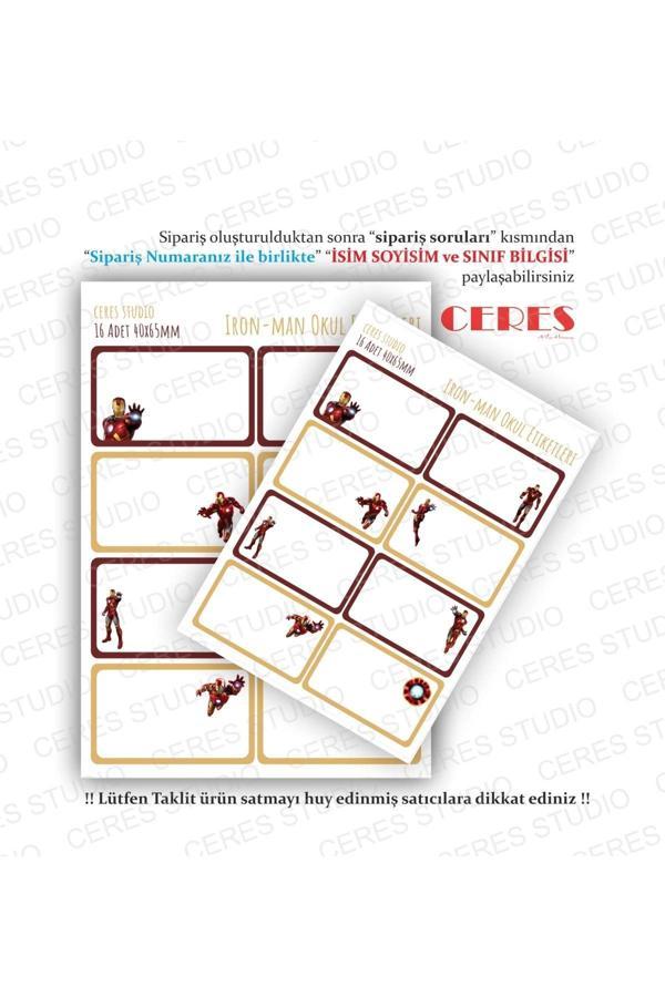 Iron Man Avengers Okul Etiketi 16 Adet 40x65mm Etiket - Image 1