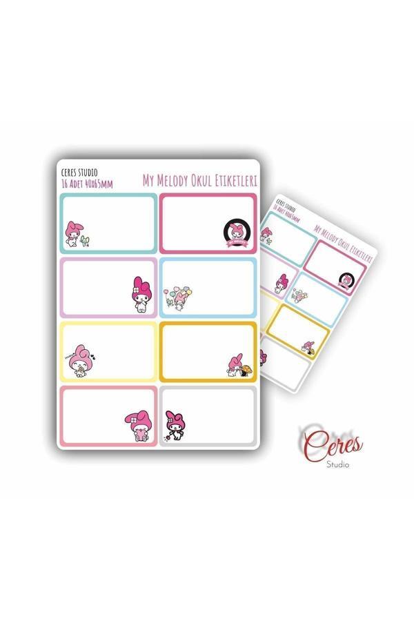 My Melody Sanrio Okul Etiketi 16 Adet 40x65mm Etiket - Image 1