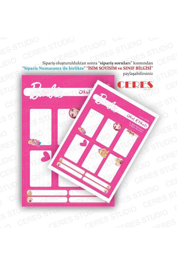 Okul Etiketi 12 Adet 40x60mm 8 Adet 10x60mm Toplam 20 Adet Barbie Temalı Okul Etiketi - Image 1